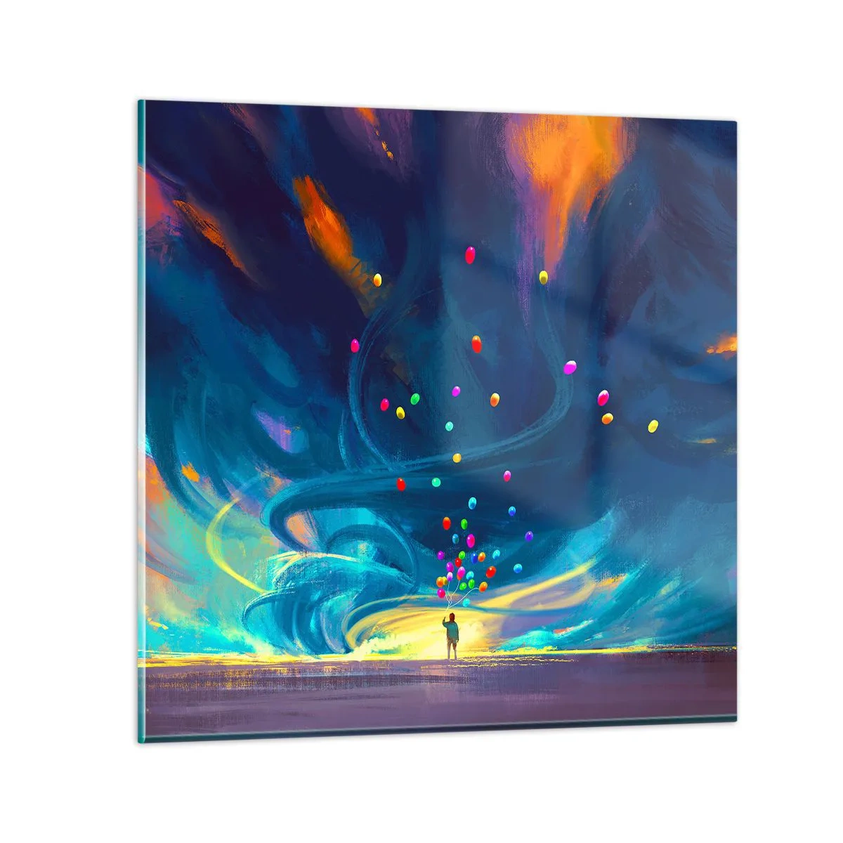 Schilderen op glas - Naar de blauwe wind - 70x70 cm