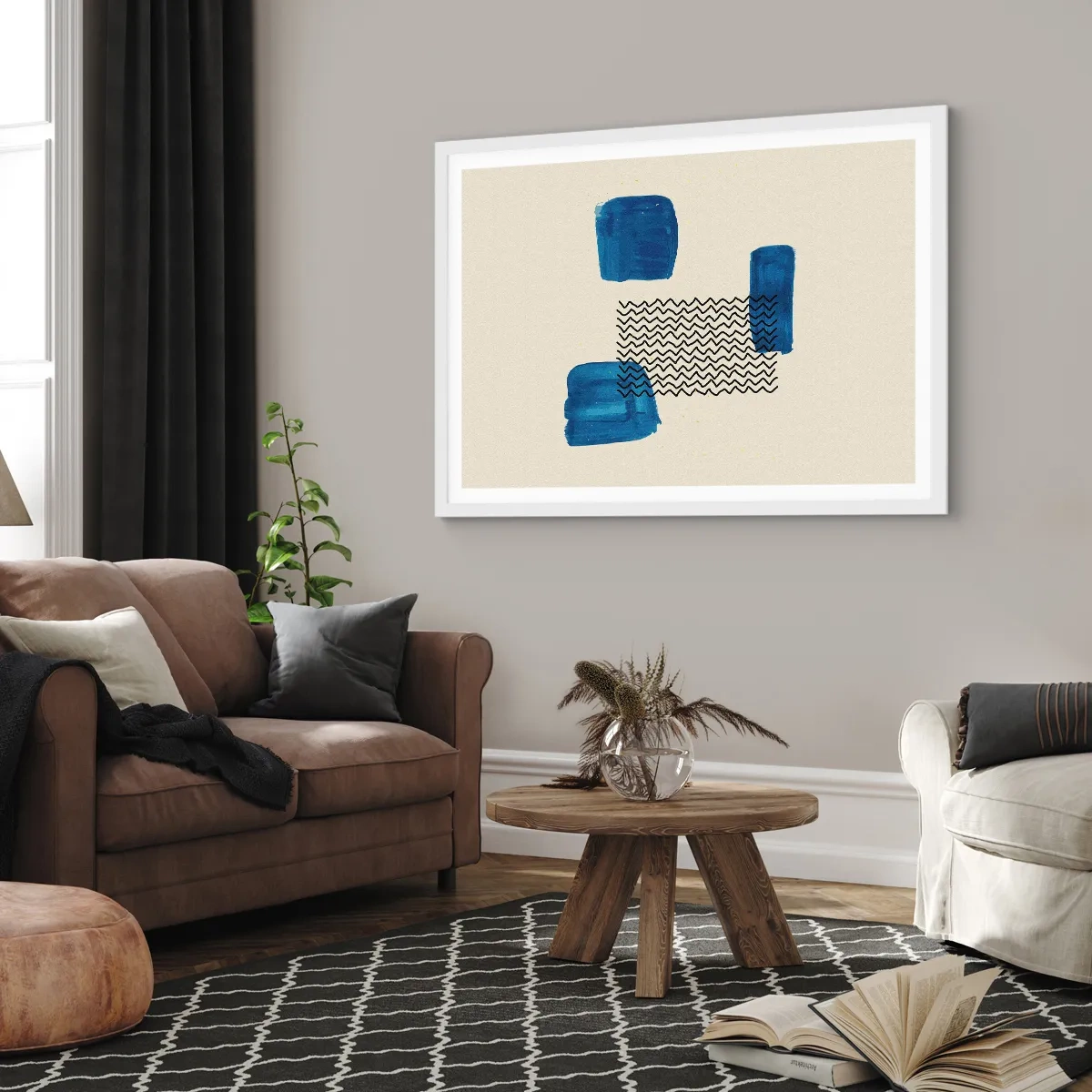 Poster in een witte lijst - Een abstract kwartet - 91x61 cm