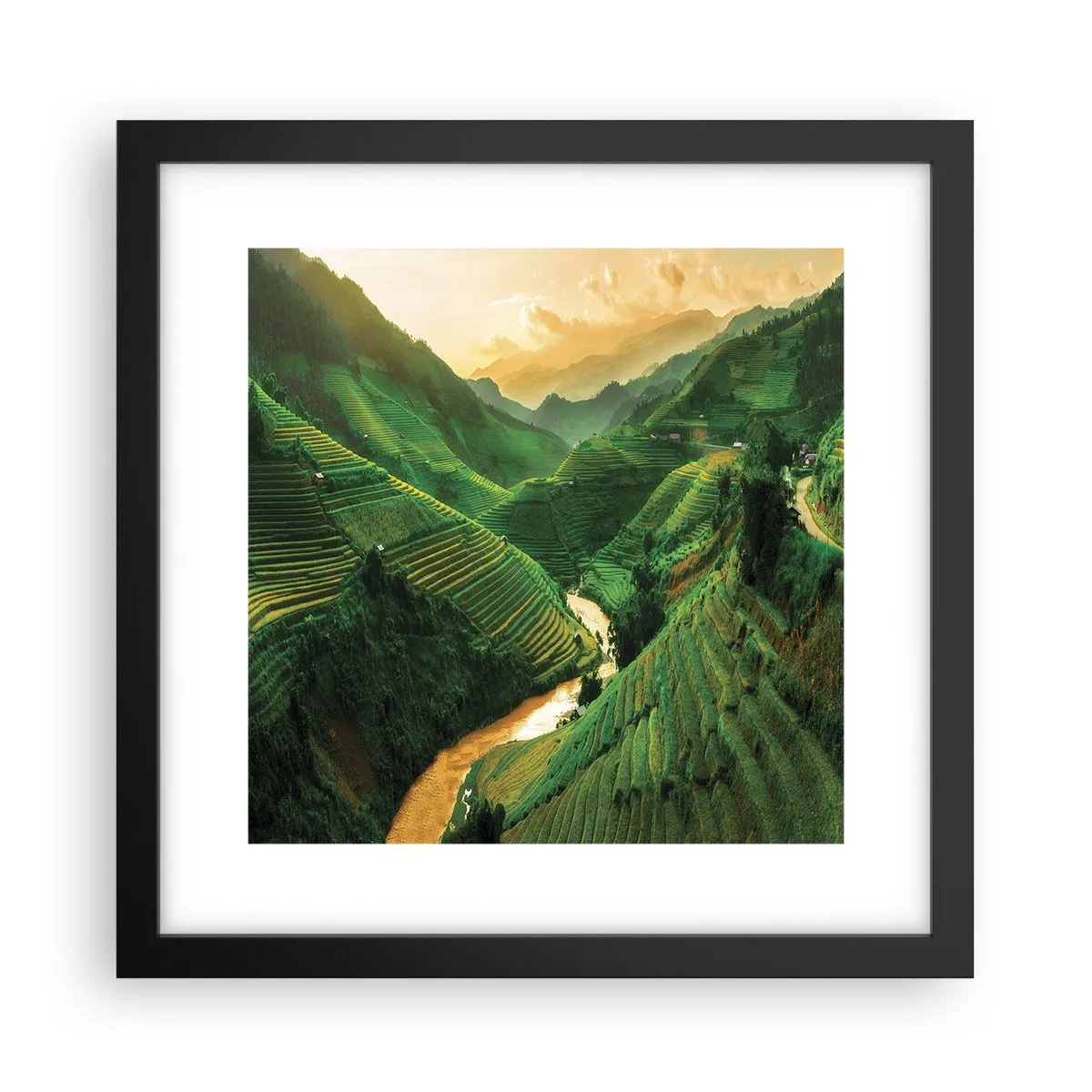 Poster in een zwarte lijst - Vietnamese vallei - 30x30 cm
