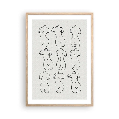 Een poster in een licht eiken lijst - Alleen Venus - 50x70 cm