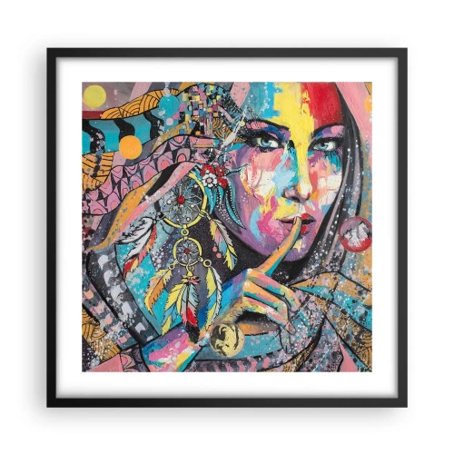 Poster in een zwarte lijst - Zwijg totdat je het begrijpt - 50x50 cm