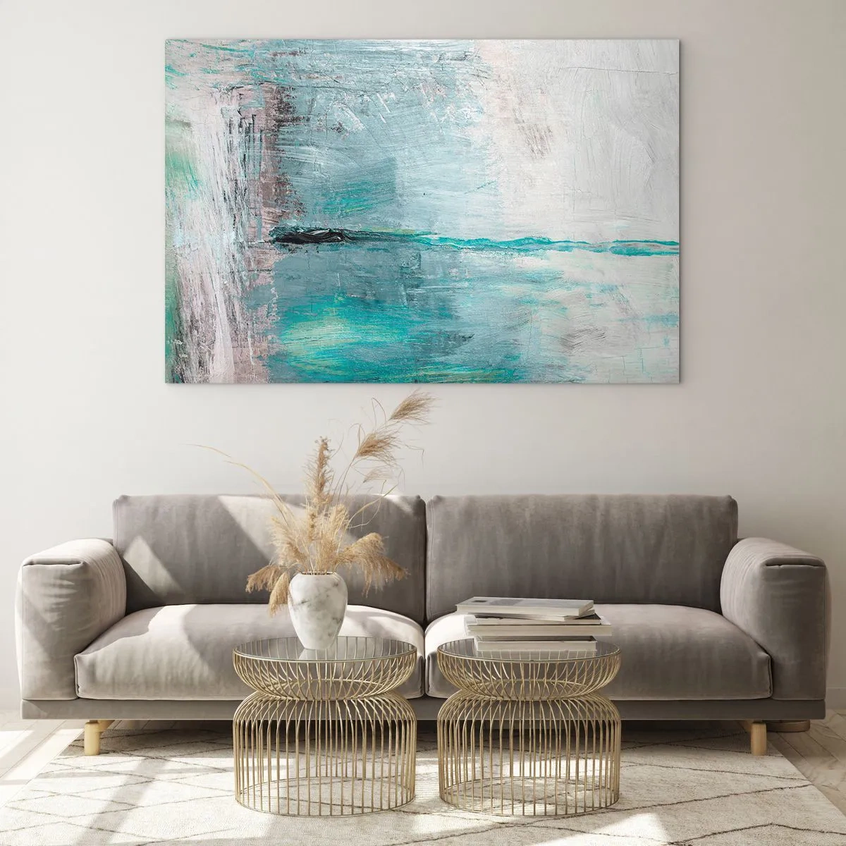 Schilderen op glas - Horizontaal in blauw - 120x80 cm