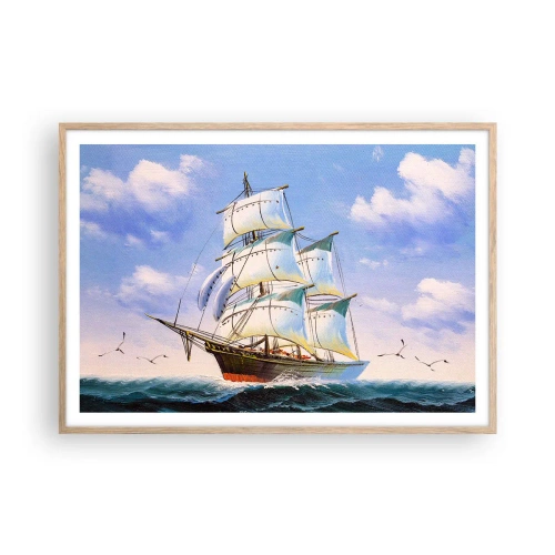 Een poster in een licht eiken lijst - Trots met de wind - 100x70 cm