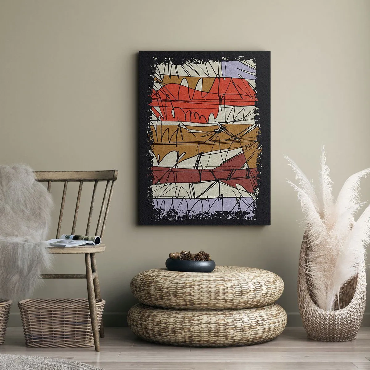 Schilderen op canvas - Spontane compositie - 65x120 cm