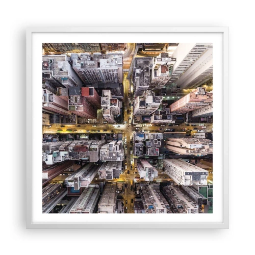 Poster in een witte lijst - Groeten uit Hong Kong - 60x60 cm