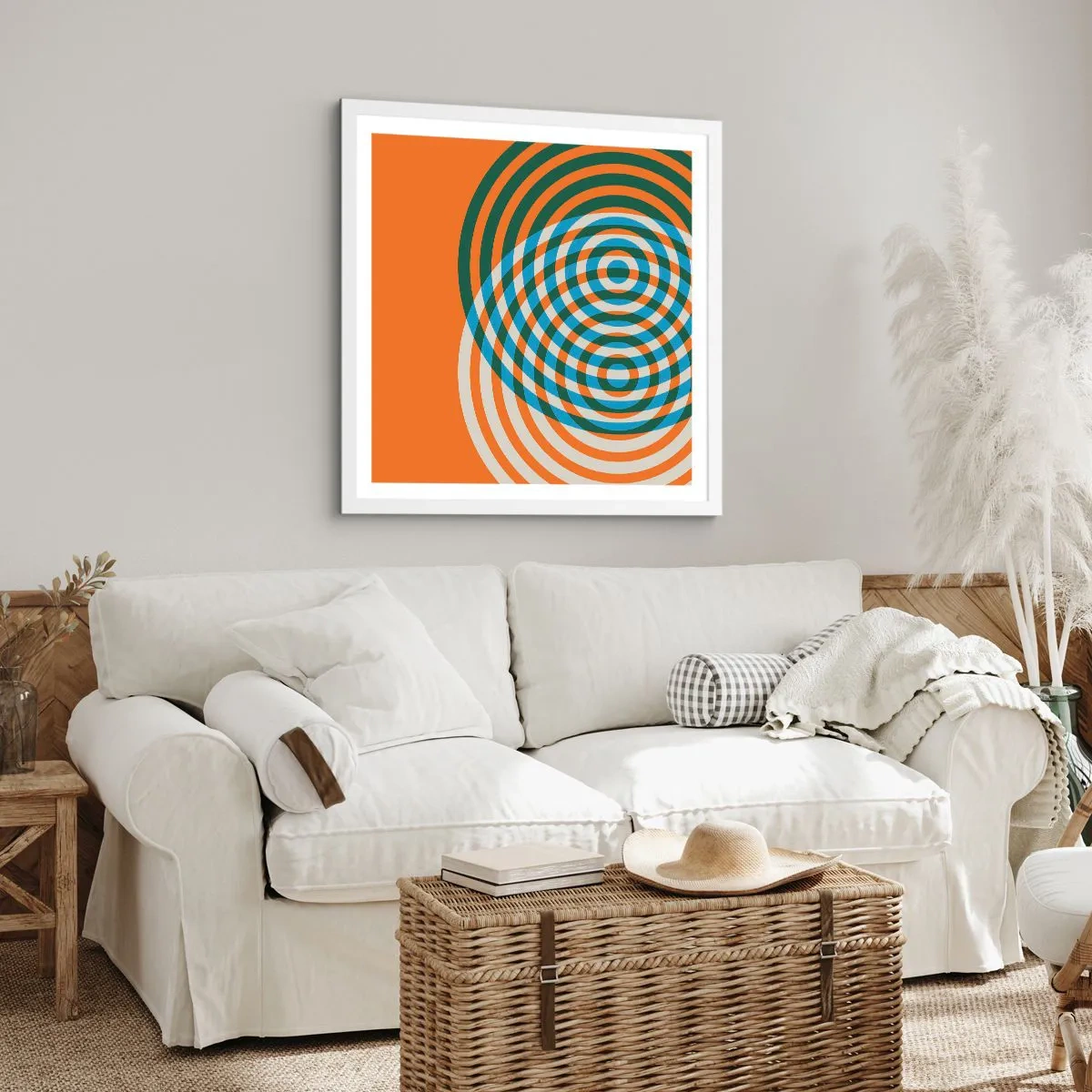 Poster in een witte lijst - Abstracte circulaire variatie - 50x50 cm