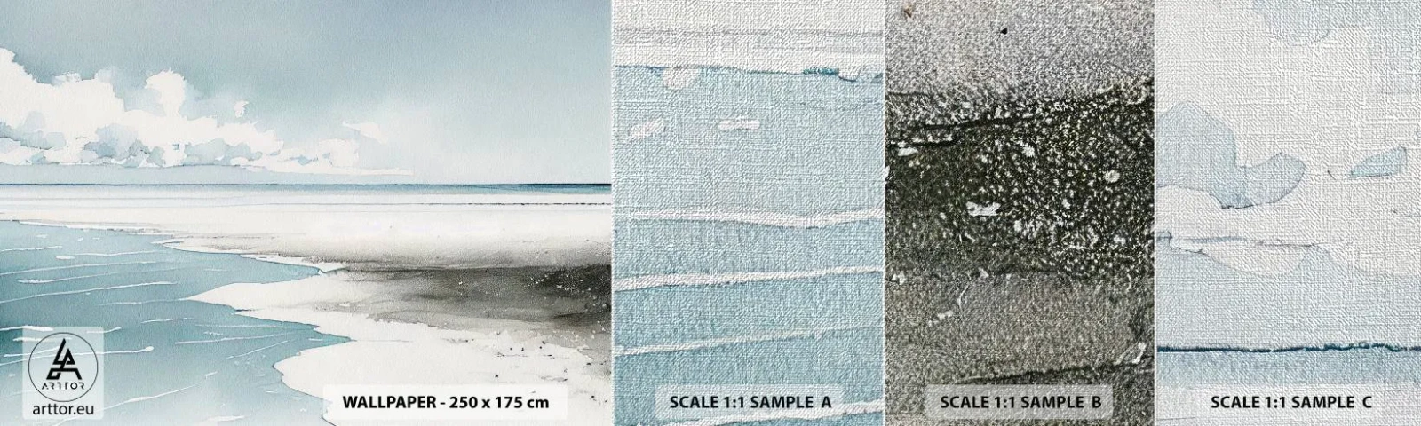 Fotobehang Monster Premium Canvas - Zachte vloed - Kust, Strand, Kalmte - 100x30 cm