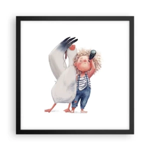 Poster in een zwarte lijst - Een geweldige reisroute - 40x40 cm