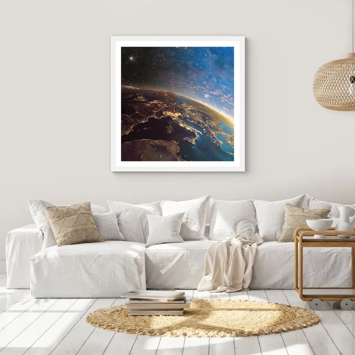 Poster in een witte lijst - Laten we eens van een afstand naar onszelf kijken - 40x40 cm