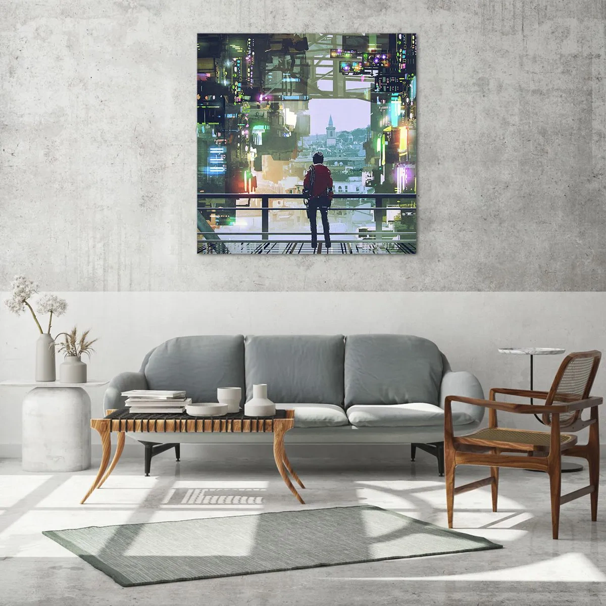 Schilderen op glas - Twee werelden - 60x60 cm