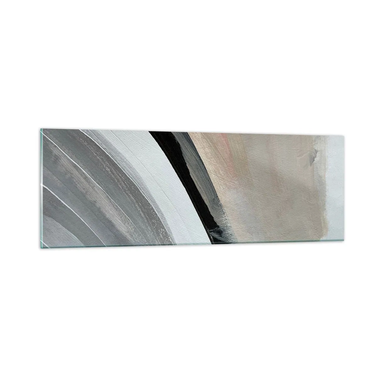 Schilderen op glas - Compositie: boog van zwart en grijs - 90x30 cm