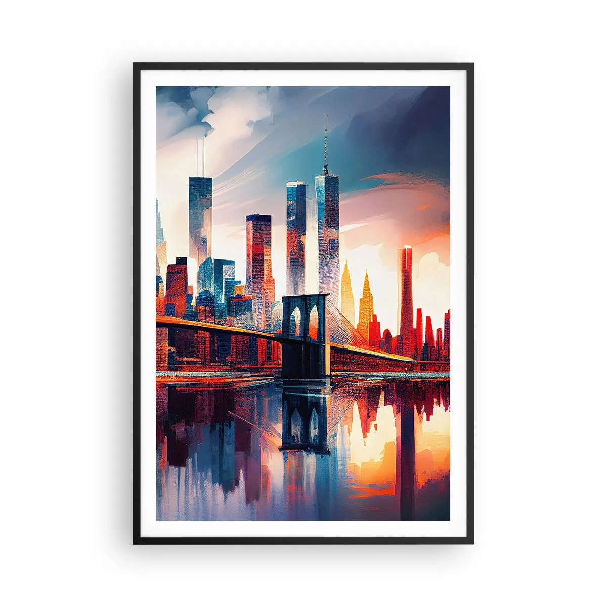 Poster in een zwarte lijst - Een droomachtig New York - 70x100 cm
