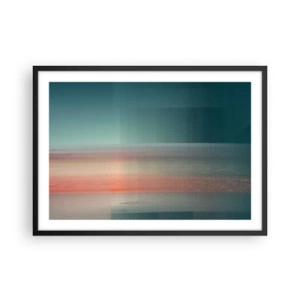 Poster in een zwarte lijst - Abstractie: golven van licht - 70x50 cm