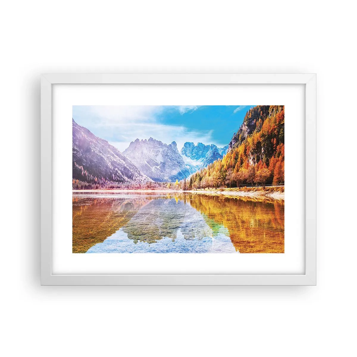 Poster in een witte lijst - En het is al herfst in de bergen - 40x30 cm
