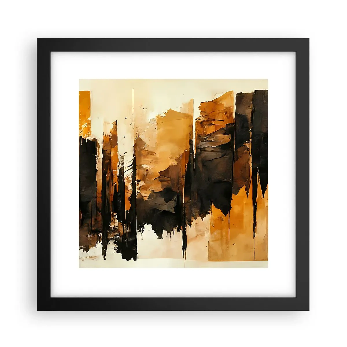 Poster in een zwarte lijst - Harmonie van zwart en goud - 30x30 cm