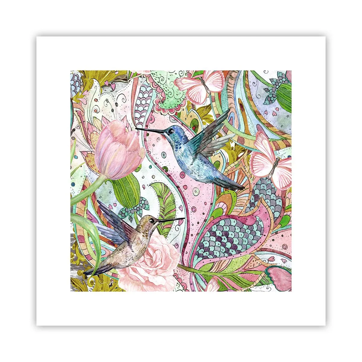Poster - Verstrikt in wijnstokken - 30x30 cm