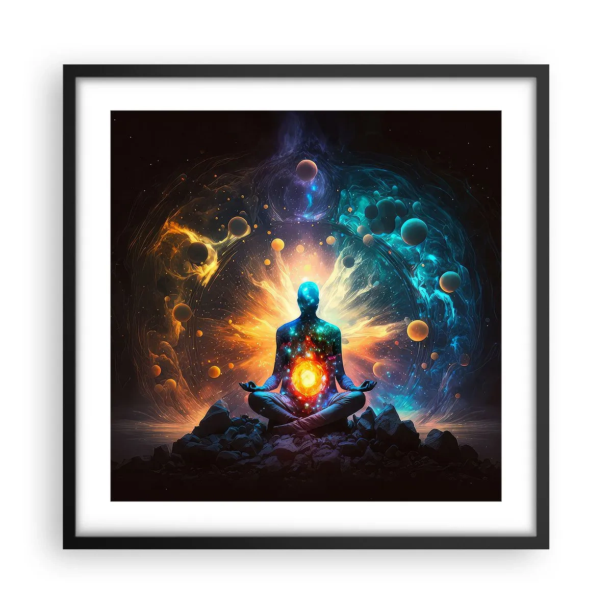 Poster in een zwarte lijst - Kosmische vrede - 50x50 cm