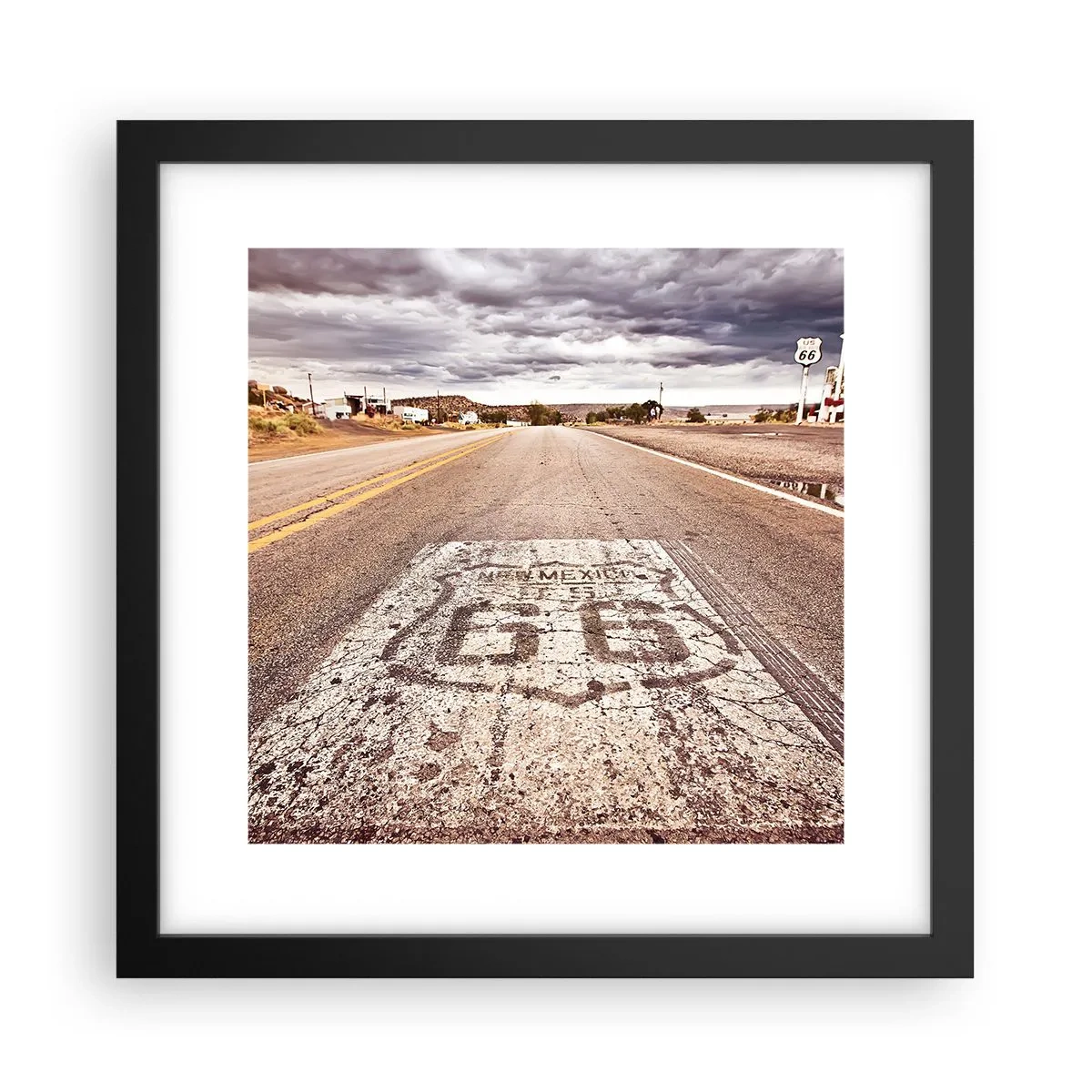 Poster in een zwarte lijst - Mother Road - een Amerikaanse legende - 30x30 cm