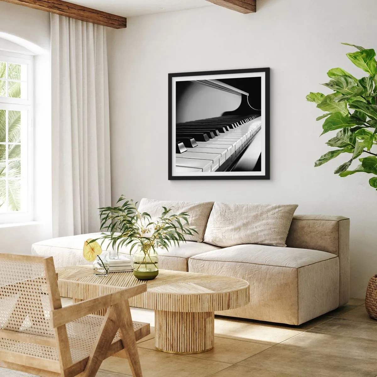 Poster in een zwarte lijst - Harmonie van vormen en kleuren - 50x50 cm