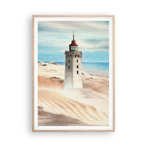 Een poster in een licht eiken lijst - Altijd staren naar de zee - 70x100 cm