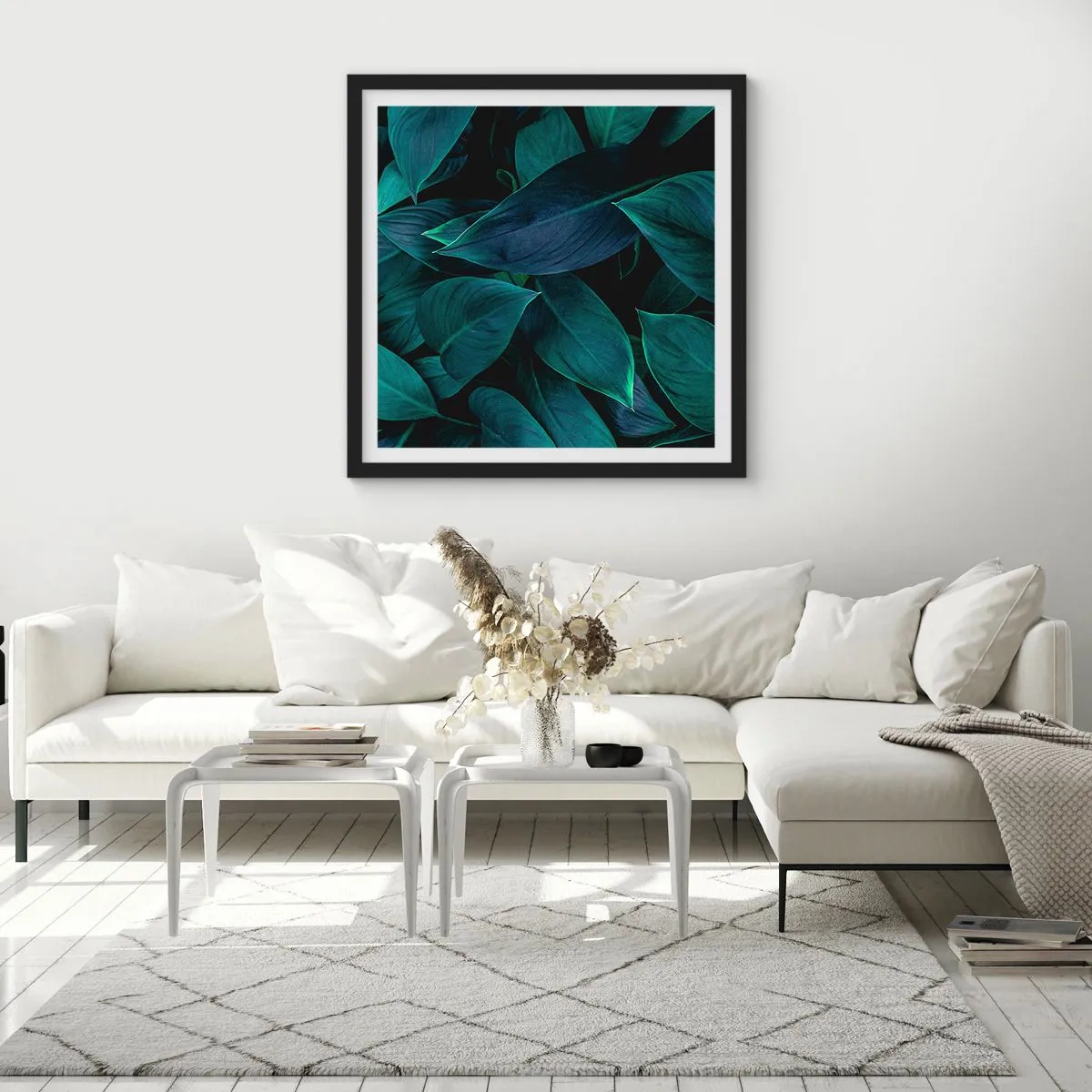 Poster in een zwarte lijst - Groen op zichzelf - 40x40 cm