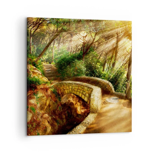 Schilderen op canvas - Rechtstreeks vanaf de brug het sprookjesbos in - 60x60 cm