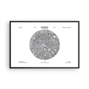 Poster in een zwarte lijst - Anatomie van Parijs - 91x61 cm