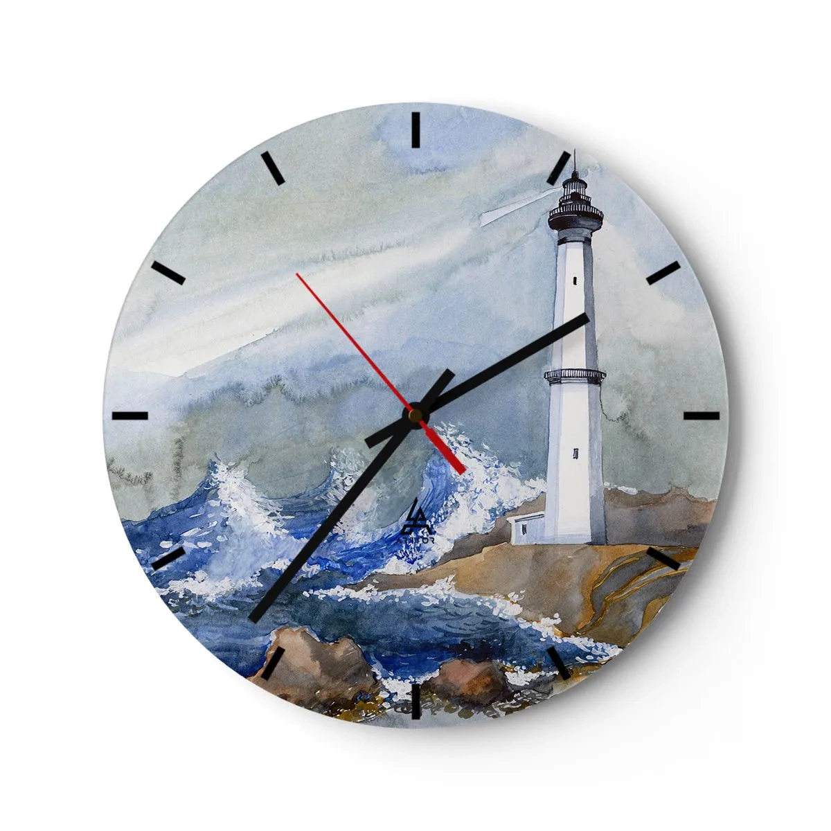 Wandklok - Klok - Een vuurtoren boven een stormachtige zee - 30x30cm - Tegen de duisternis en de storm - Moderne wanddecoratie voor woonkamer, keuken en slaapkamer ARTTOR