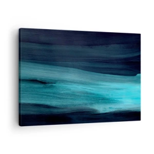 Schilderen op canvas - Subtiele abstracte golven in donkere tinten blauw - 70x50cm - Ga met de stroom mee - Moderne wanddecoratie voor woonkamer en slaapkamer ARTTOR