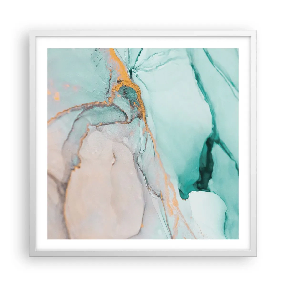 Poster in een witte lijst - Een dans van vormen en kleuren - 60x60 cm