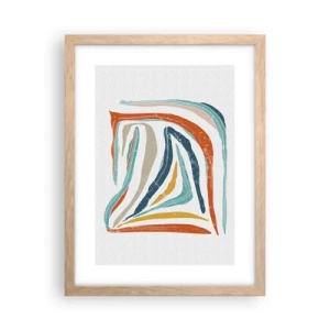 Een poster in een licht eiken lijst - Abstractie met een vriendelijke glimlach - 30x40 cm