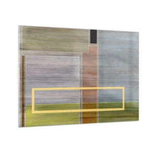 Schilderen op glas - Moderne abstractie met rechthoekige vormen en aardse kleuren - 70x50cm - Eenvoudig en rustig - Moderne wanddecoratie voor woonkamer en slaapkamer ARTTOR