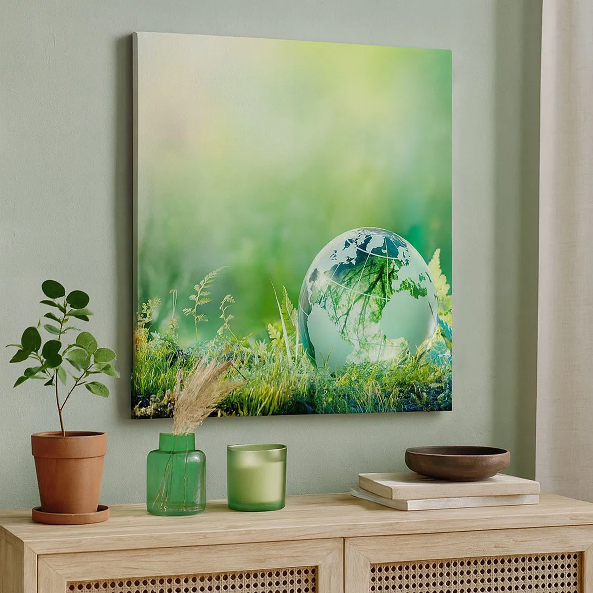 Schilderen op canvas - De groene planeet - 30x30 cm