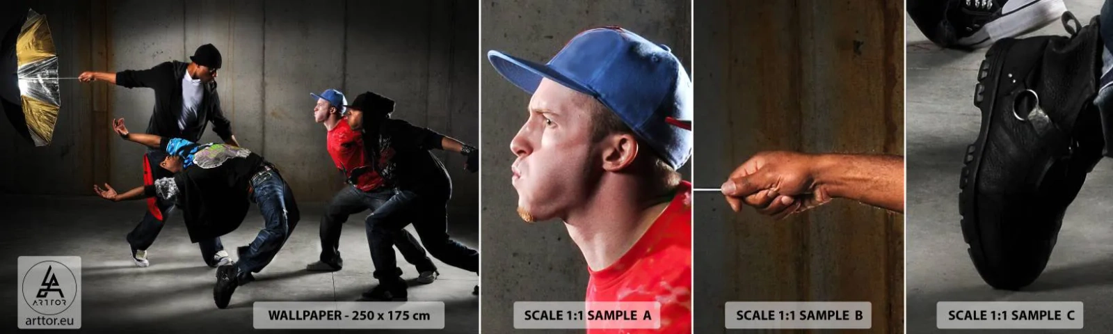 Fotobehang Staaltje Standard Eco - Dansend met de straatwind - Dans, Muziek, Mensen - 100x30 cm