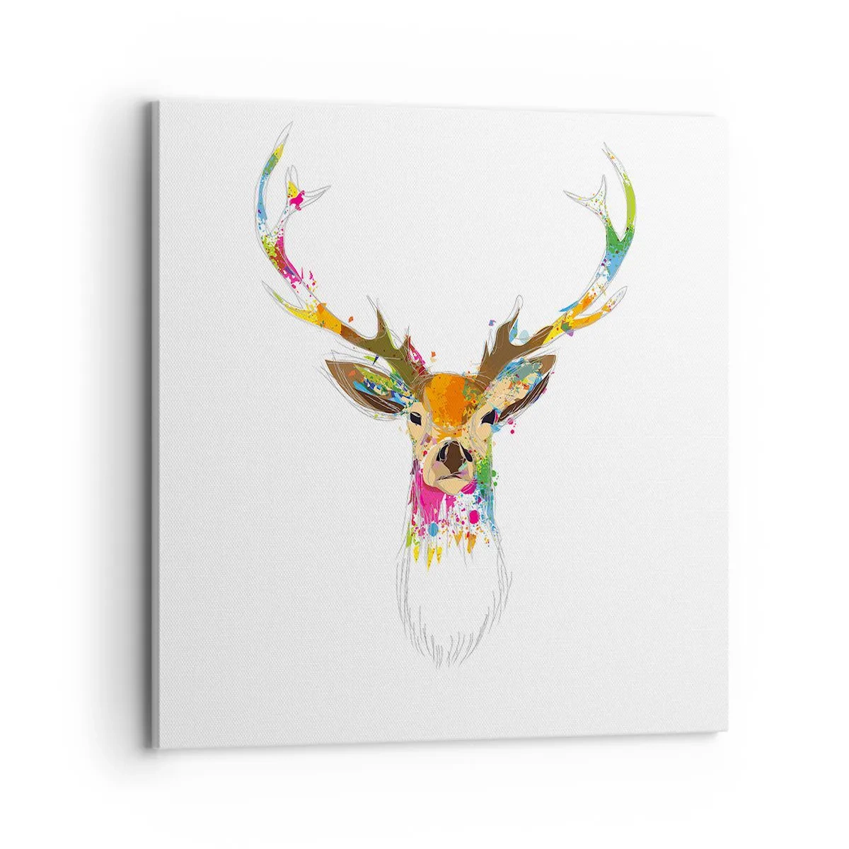 Schilderen op canvas - Een zacht hert badend in kleur - 70x70 cm