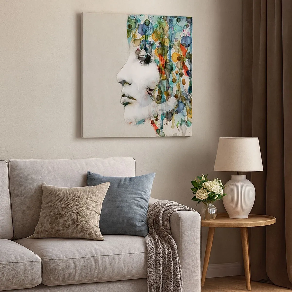 Schilderen op canvas - Ze kwam uit het grijs - 30x30 cm