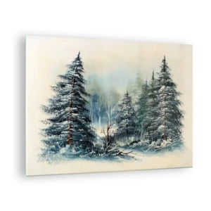 Schilderen op glas - Winterbos met besneeuwde bomen tegen de lucht - 70x50cm - Klaar voor kerst - Moderne wanddecoratie voor woonkamer en slaapkamer ARTTOR