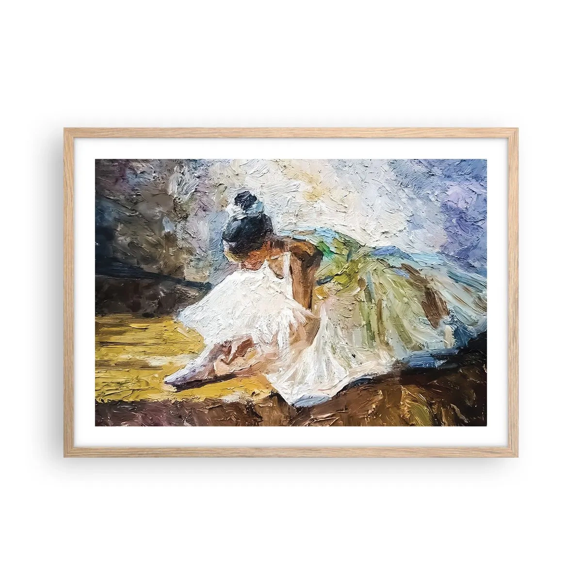 Een poster in een licht eiken lijst - Naar een schilderij van Degas - 70x50 cm
