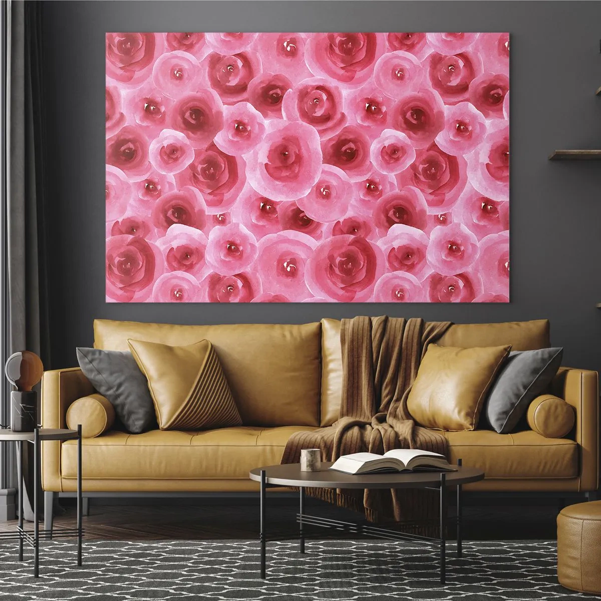 Schilderen op glas - Rozen onder en boven - 120x80 cm
