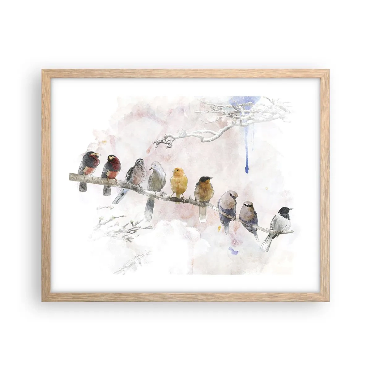 Een poster in een licht eiken lijst - Gevleugelde ontmoeting - 50x40 cm