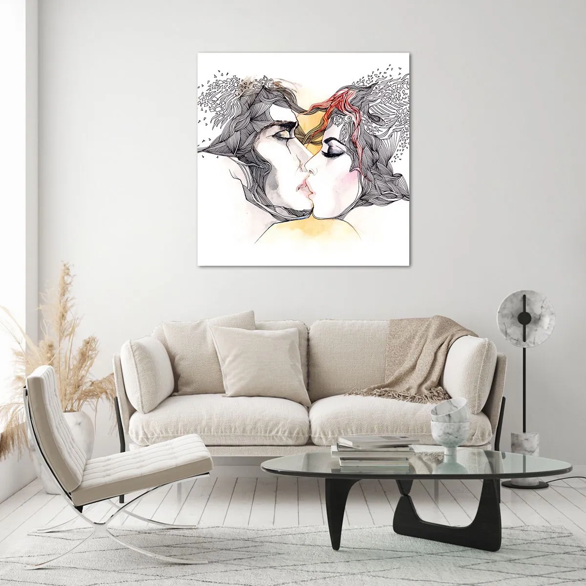 Schilderen op glas - De wereld bestaat niet - 50x50 cm