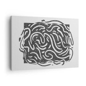 Schilderen op canvas - Zwart-wit abstractie in geometrische stijl - 70x50cm - Abstractie: vreugdedans - Moderne wanddecoratie voor woonkamer en slaapkamer ARTTOR