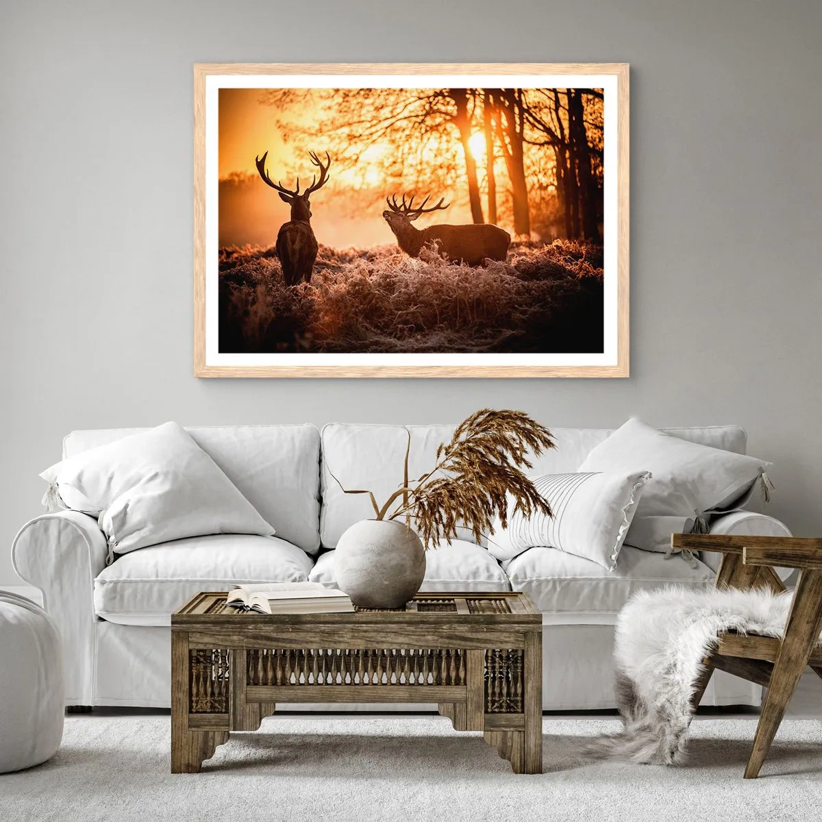 Een poster in een licht eiken lijst - De droom van een jager - 70x50 cm