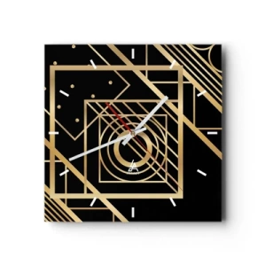 Wandklok - Klok - Gouden geometrie - 40x40 cm