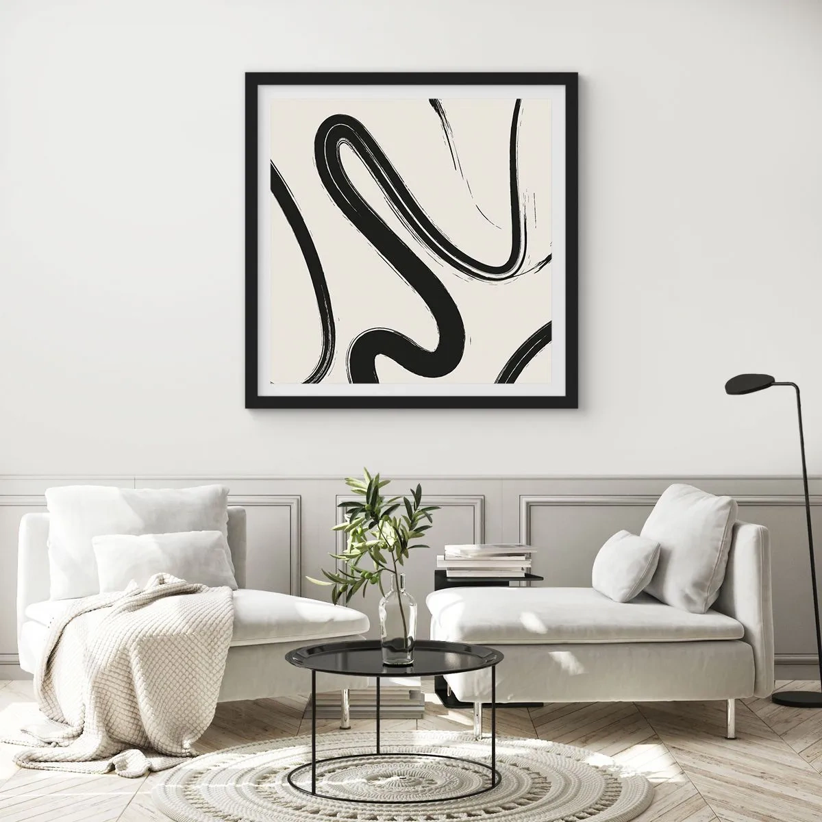 Poster in een zwarte lijst - Zwart-wit eigenzinnigheid - 60x60 cm