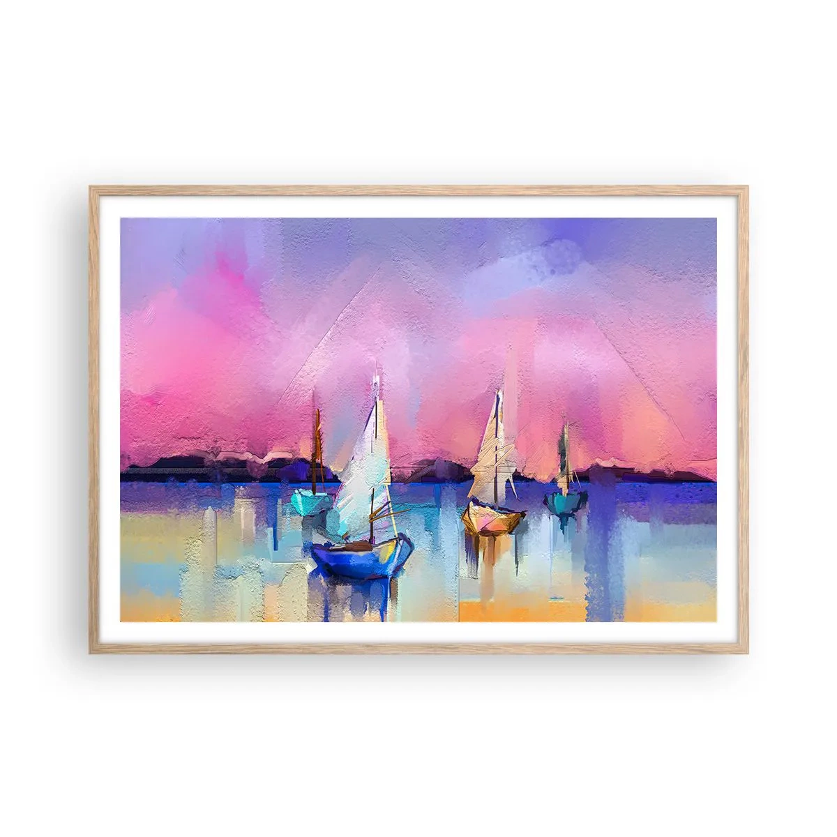 Een poster in een licht eiken lijst - Richting: breed water - 100x70 cm