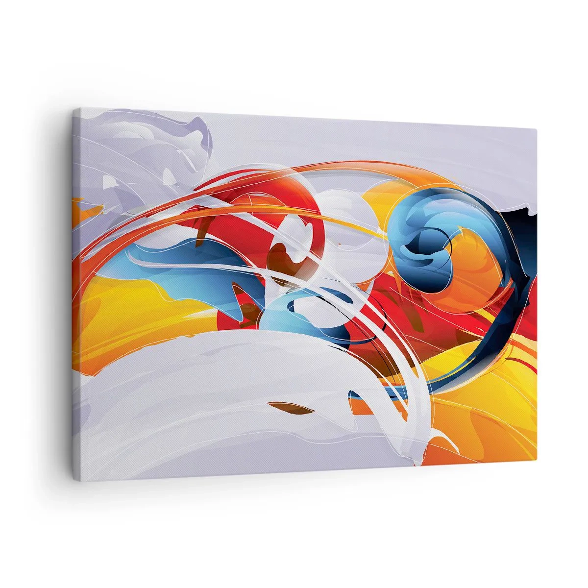 Schilderen op canvas - Kleurrijke abstractie met dynamische lijnen en levendige kleuren - 70x50cm - De dans van de elementen - Moderne wanddecoratie voor woonkamer en slaapkamer ARTTOR