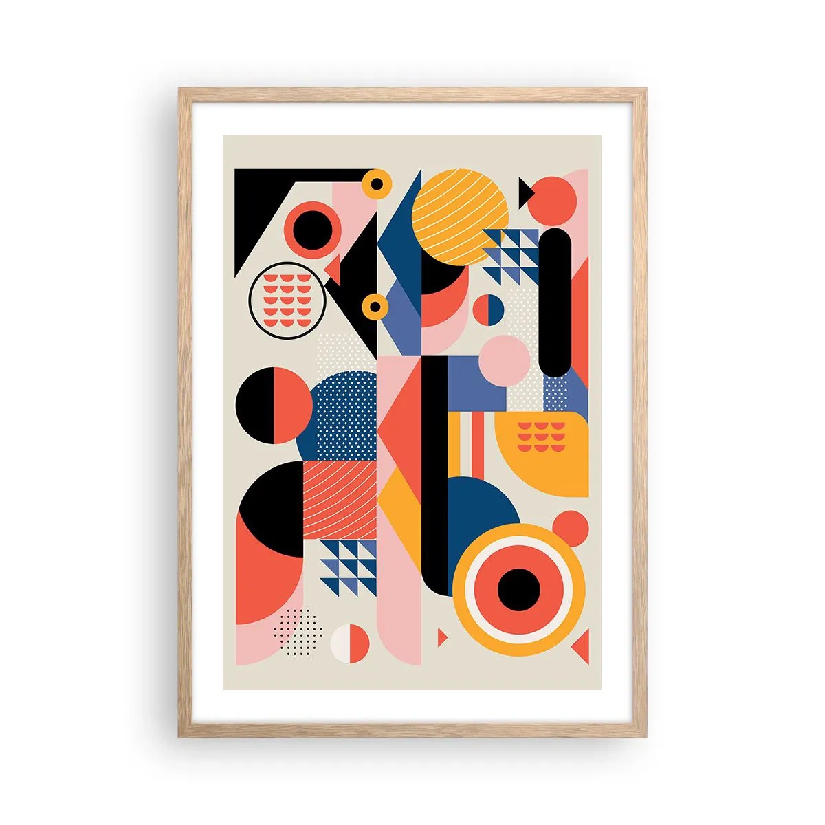 Een poster in een licht eiken lijst - Compositie: speel rond - 50x70 cm