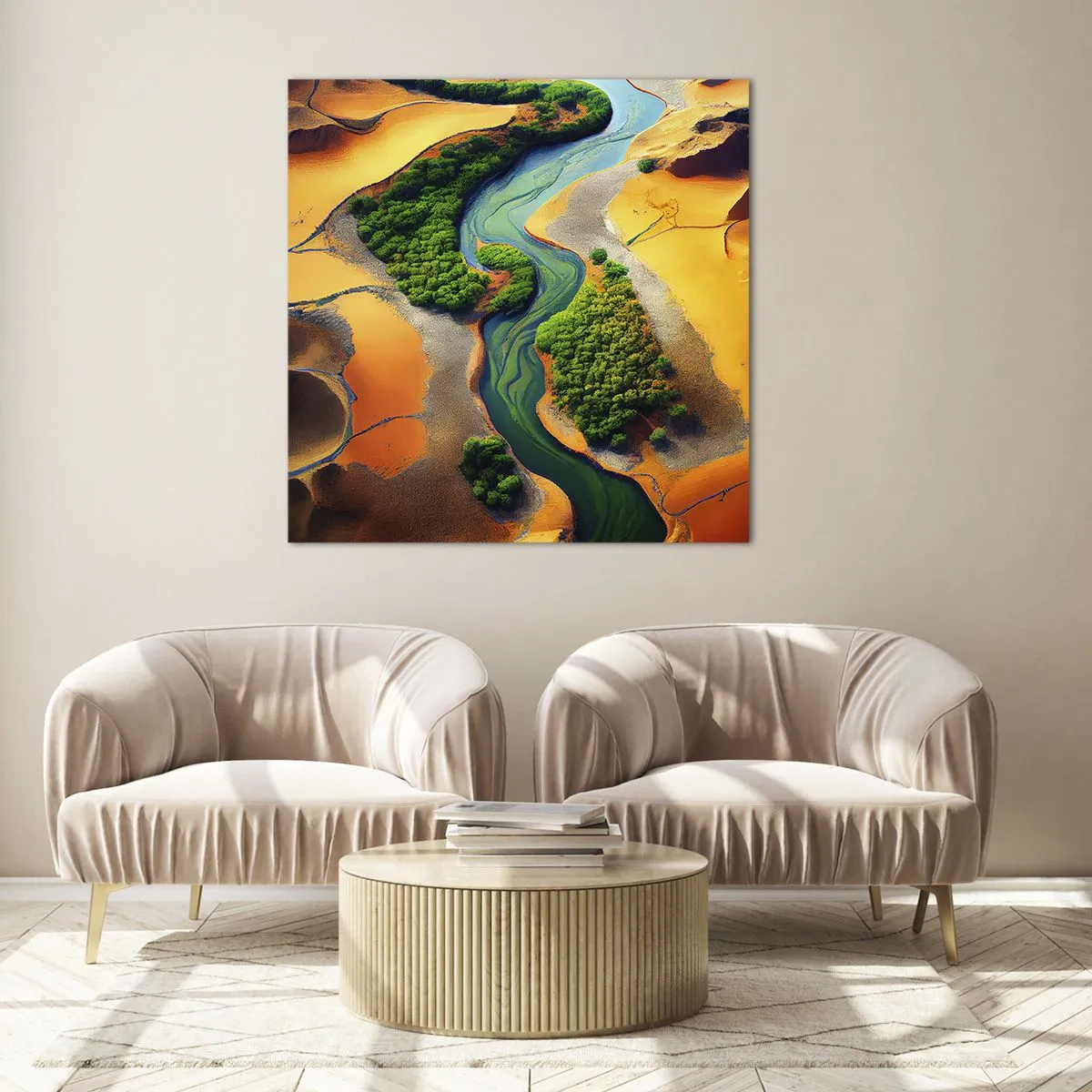 Schilderen op glas - Levengevende rivier - 70x70 cm