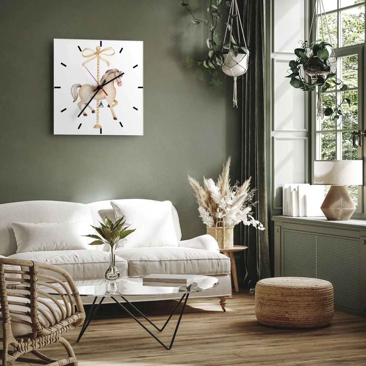 Wandklok - Klok - Een sierlijke draf - 40x40 cm